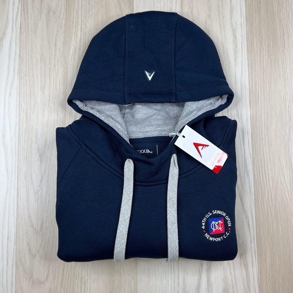 Antigua 44th US Senior Open Newport C.C Pullover Hoodie Mens Sz Small Blue NWT